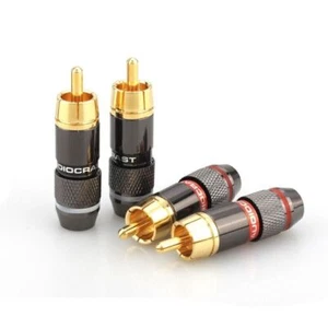 4x Vergoldet RCA Stecker Abschließbar Wire Connector Cinch Kabel Adapter 6mm - Bild 1 von 7