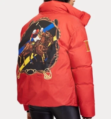 VTG Ralph Lauren Equestrian Down Jacket Blue Label Polo Club Challenge Horses M - Image 1 of 4