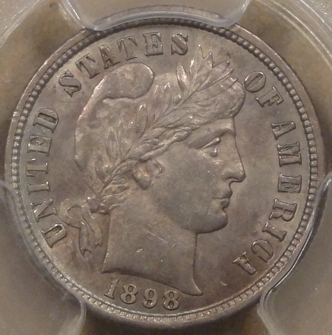 1898-S Barber Dime 10c PCGS Certified AU55 Cover