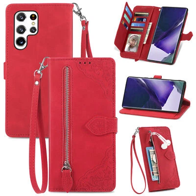 Funda billetera de cuero a prueba de golpes con cremallera para teléfono Samsung S24 S25 Ultra S25 FE S22 Foto 1 de 4
