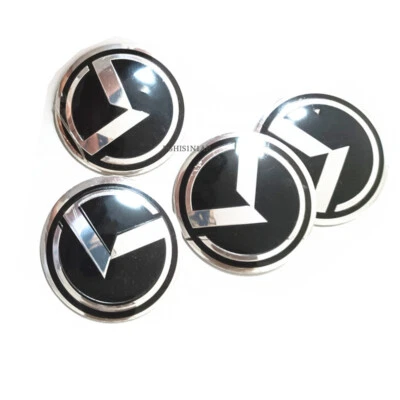 56mm Chrome Black Flight K 3D Wheel Center Hub Stickers Car Wheels Cover 2.2'' - Image 1 of 2