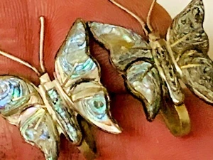 VINTAGE SILVER BUTTERFLY EARRINGS - Picture 1 of 5