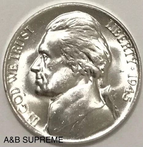 1945 P Jefferson War Nickel Gem Bu 35% Silver “Fresh From Original Roll” Cover