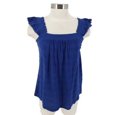 Style & Co Shirt Sky Dream Flutter Sleeve Eyelet Square Neck Tank Top NWT XS - Image 1 of 4
