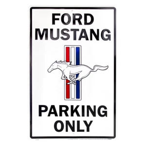 Ford mustang parking only sign work shop home gt shelby new white 12 x 18 - Picture 1 of 1