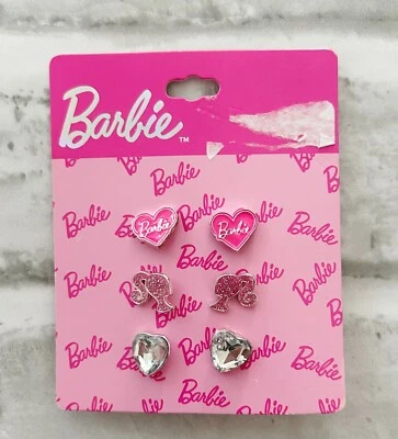 Barbie Pendiente 3 Pares Set Regalo Niños Nuevo 2023 Corazones y Cola de Caballo Barbie Foto 1 de 2