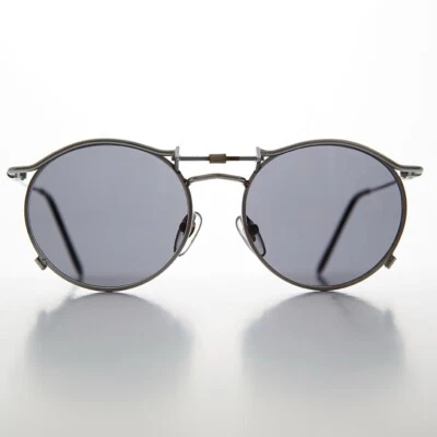 Круглые 90-е готические винтажные солнцезащитные очки серебро / серые линзы - Mackaveli - Изображение 1 из 3