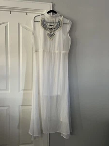 Beautiful Hand Beaded Sheryl Crow Long White Summer Dress - Picture 1 of 4