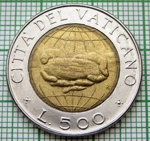 VATICAN Ioannes Pavlvs II JOHN PAUL II 1992 500 LIRE Goods Of The Earth BI-MET - Picture 1 of 6