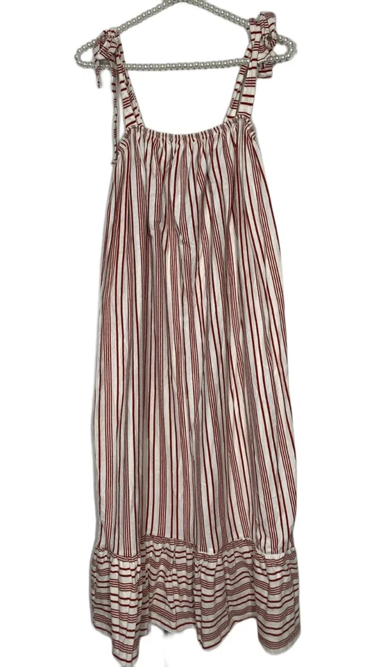 Maxi vestido solero a rayas rojas y blancas talla 6 con dobladillo con volantes campesinos de ASOS Foto 1 de 4