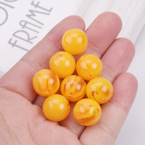 Round Yellow Artificial Amber Resin Loose Beads 6/8/10/12/14/16/18/20/25/30mm - Picture 1 of 15