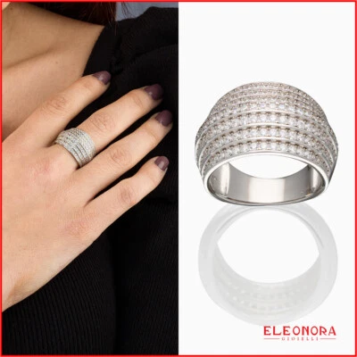 anello fascia argento 925 zirconi bianco anelli da donna in bigiotteria grandi a - Immagine 1 di 4