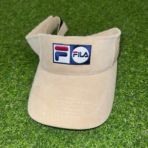 FILA ADULT GOLF TENNIS SUN VISOR ADHESIVE STRAP TAN CORDUROY NEW 100 % Cotton - Picture 1 of 5