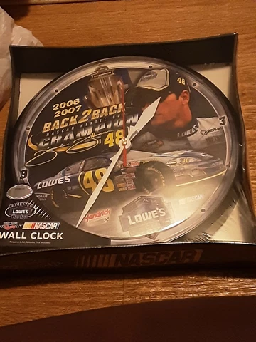 Jimmie Johnson Back 2 Back Champion Racing Wincraft 12" Round Wall Clock / NIB Cover