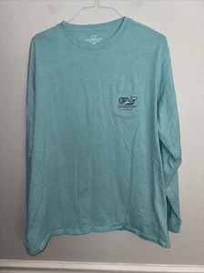 Vineyard Vines Shirt Mens XXL Teal Pocket Tee Pullover New York Manhattan Map - Picture 1 of 5