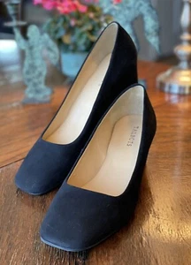 Talbots Black Suede Size 10.5 Shoes Wedge Heel - Picture 1 of 10
