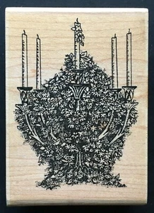 Kandelaber Kerzenlicht Ständer Dekoration Blätter Natur Pflanzen Holz Stempel - Bild 1 von 4