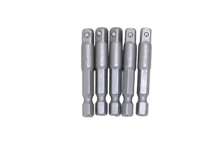 NEW! LOT OF (5) 1/4" HEX DRIVE X 1/4" SQUARE SOCKET ADAPTER X 2" LONG - Picture 1 of 3