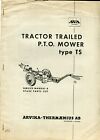 AVA tractor trailer PTO mower type TS instructions and parts
