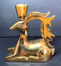 Vintage Brass Stylized Lying Deer  Buck Candle Holder Christmas Holiday India