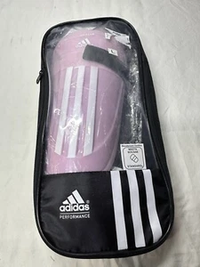 Adidas Shin Guards ADI Club with bag Light Pink w white stripe Size L - Picture 1 of 5
