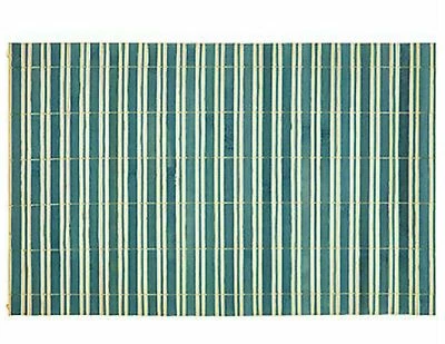 Natural & Blue Bamboo Placemat 18" x 12" Table Decor Dining - Image 1 of 2