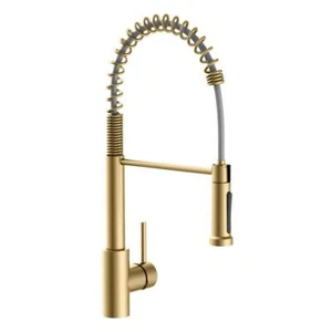 PRIVATE BRAND Pull Down Kitchen Faucet Ceramic Disc Zinc Deck Mount Matte Gold - Picture 1 of 8