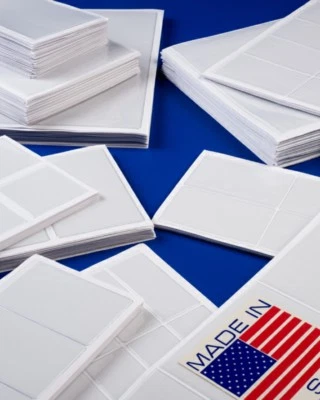 RNR PLASTICS 100-pack self adhesive label holder 3 x 2 1/2 Pockets open LONG side peel&stick