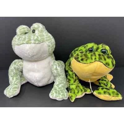 Webkinz GANZ Plush Green 9” BullFrogs -FROG SPOTTED BULLFROG Lot Of 2 - No Codes - Image 1 of 4