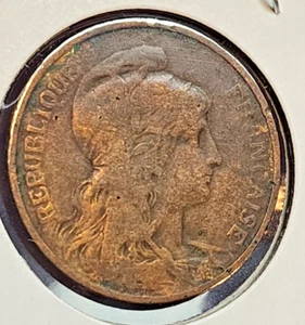 Moneda de 5 céntimos Francia 1910 fecha clave TCD colección inmobiliaria venta - Imagen 1 de 4