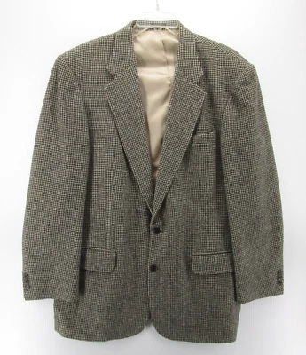 Eddie Bauer Sport Coat Men 46 Tall Gray AKA Houndstooth Blazer Camel Flannel - Image 1 of 4