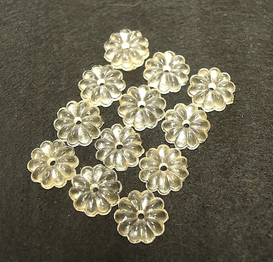 Antique 20 x 20mm Chandelier Crystal Glass Rosette Flower Prism 452A - Image 1 of 1