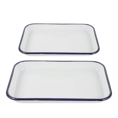  2 Pcs Rechteckige Backform Emaille-Kochgeschirr Pizza Backpfanne - Bild 1 von 4