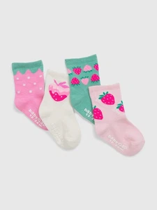 NEW GAP Toddler Girls Strawberry Theme Cotton Crew Socks (4-Pack) Size 4-5 YRS - Picture 1 of 1