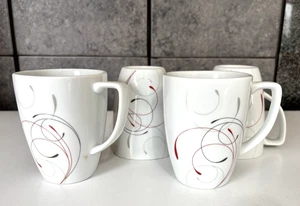 4er Set Corelle Coordinates Splendor Tassen Rot Grau Wirbel Kaffeetassen 12 Unzen - Bild 1 von 3