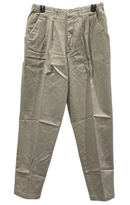 Calça plissada Lee feminina 16W elástica lateral cintura alta cáqui bronzeada folga vintage anos 90 nova - Imagem 1 de 4