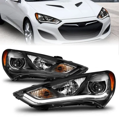 Juego de faros proyectores de lente transparente para Hyundai Genesis Coupe 13-15 [negro] Foto 1 de 4