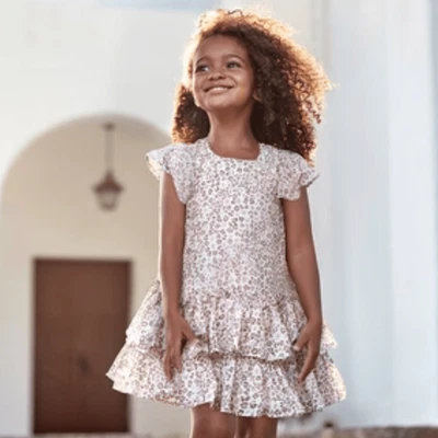 Mayoral Dress Girl Size 8 leopard print chiffon Ruffle 128 CM Made in Spain - Image 1 of 4