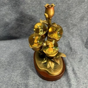 Vintage Disney Tinkerbell & Fairies Snowglobe 4 Globes Metal Wood Base Read - Picture 1 of 7