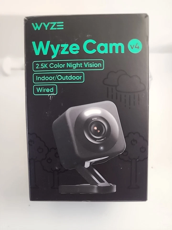 Wyze V4 Cam 2.5k QHD WiFi Indoor/Outdoor Wired Security Camera with Color...