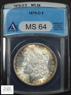 1879 O Morgan Dollar $1 Old Blue Holder ANACS MS 64 (BEAUTIFUL Original Toning!) - Image 1 of 4