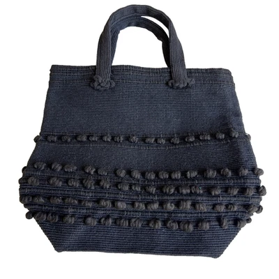 Vntg Arrowcraft Shop 黑色手工编织纺织托特包手提包钱包 Gatlinburg Tenn — 第 1/4 张图片