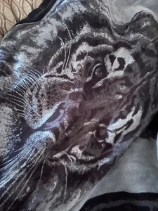 san marcos blanket tiger face vintage black white reversible - Picture 1 of 4
