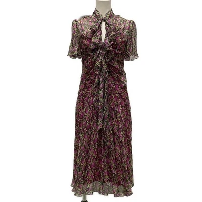 Gucci V-Neck Short Sleeve Floral Dress Pink, See-Through, Ruffles, Used - Image 1 of 4