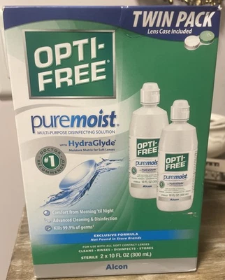 Solución de lentes de contacto Opti-Free Pure Moist paquete doble, 2 x 10 oz caducidad 2027++ Foto 1 de 4