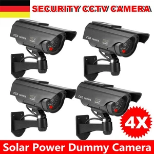 4Stück Dummy Kamera Solar Betriebene Simulierte Surveillance Sicherheit mit LED - Bild 1 von 14