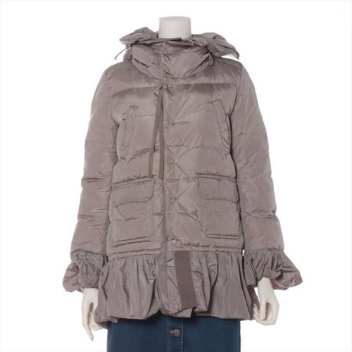 Cappotto MONCLER taglia 1 tortora zip serre giubbotto piumino con cappuccio