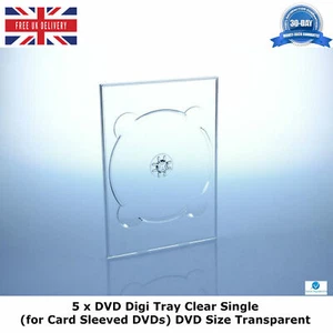 5 x DVD Digi Tray Clear Single (for Card Sleeved DVDs) DVD Size Transparent New - Afbeelding 1 van 12