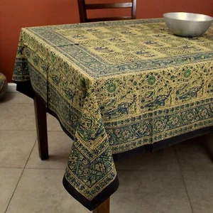 Mantel Floral Batik Estampado en Bloque Tusker Enrejado Rectángulo, Reverie Rústico - Imagen 1 de 6