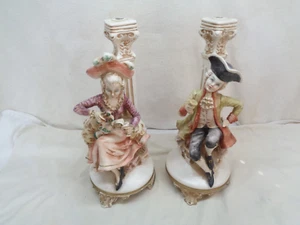 Pair of Vintage Copodimonte Victorian Porcelain Figurines - Picture 1 of 11